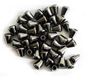 Plastic metallic dark copper tone cord fastener ends in a pack