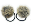 A Pair of Lovely Pom Pom Hair Bands, Decorative Pom Poms w/Band - 2 (Grey)