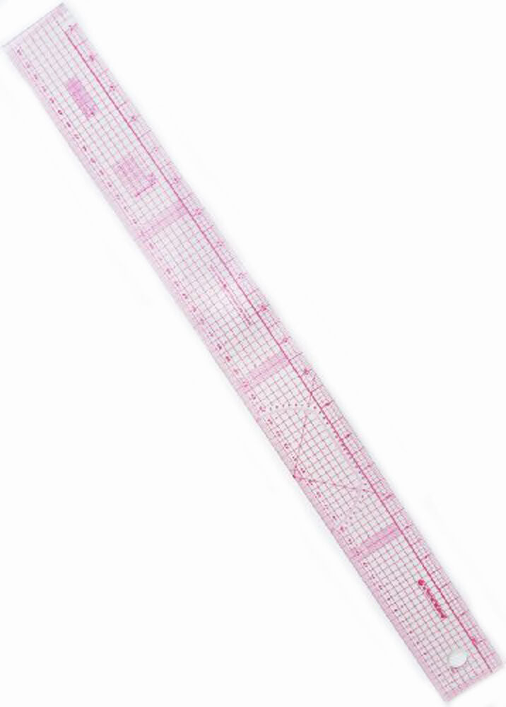 Flexible grader's ruler showing centimetre and inch markings