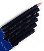 Pack of 12 black charcoal drawing pencils arranged neatly.
