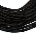 Black cord trimming displayed on a white background.