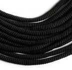 Black cord trimming displayed on a white background.