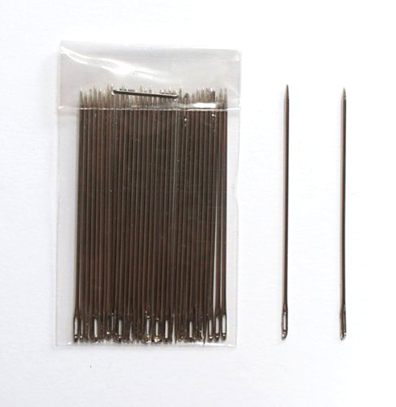 Pack of 30 easy to thread thin sewing needles, 5cm long.