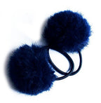 A Pair of Lovely Pom Pom Hair Bands, Decorative Pom Poms w/Band - 2" pom pom (Dark Blue)