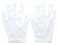 12 pairs of white terylene and cotton gloves for jewellery inspection.