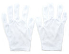 12 pairs of white terylene and cotton gloves for jewellery inspection.
