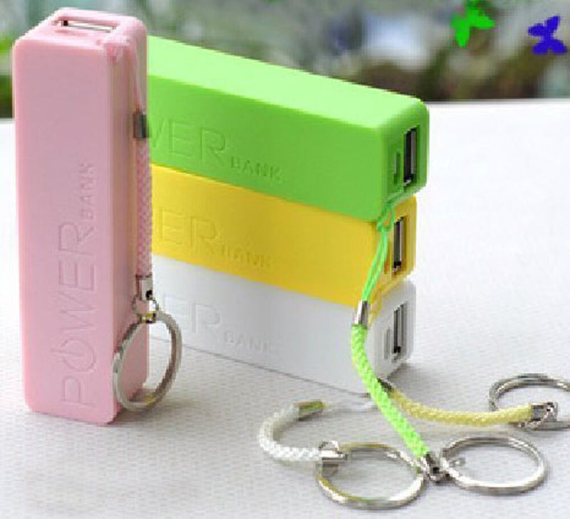 Compact 2600mAh portable battery charger in stylish design.