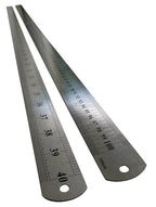 Double-sided steel ruler showing metric and imperial markings