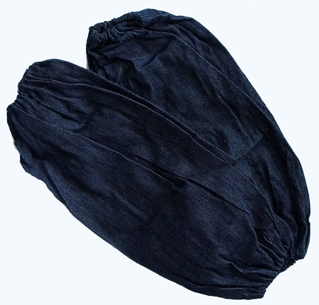 Two pairs of heavy duty denim unisex sleeve arm protectors.