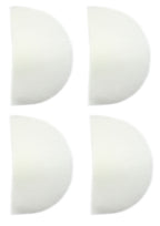 Two pairs of white children's shoulder pads displayed together.