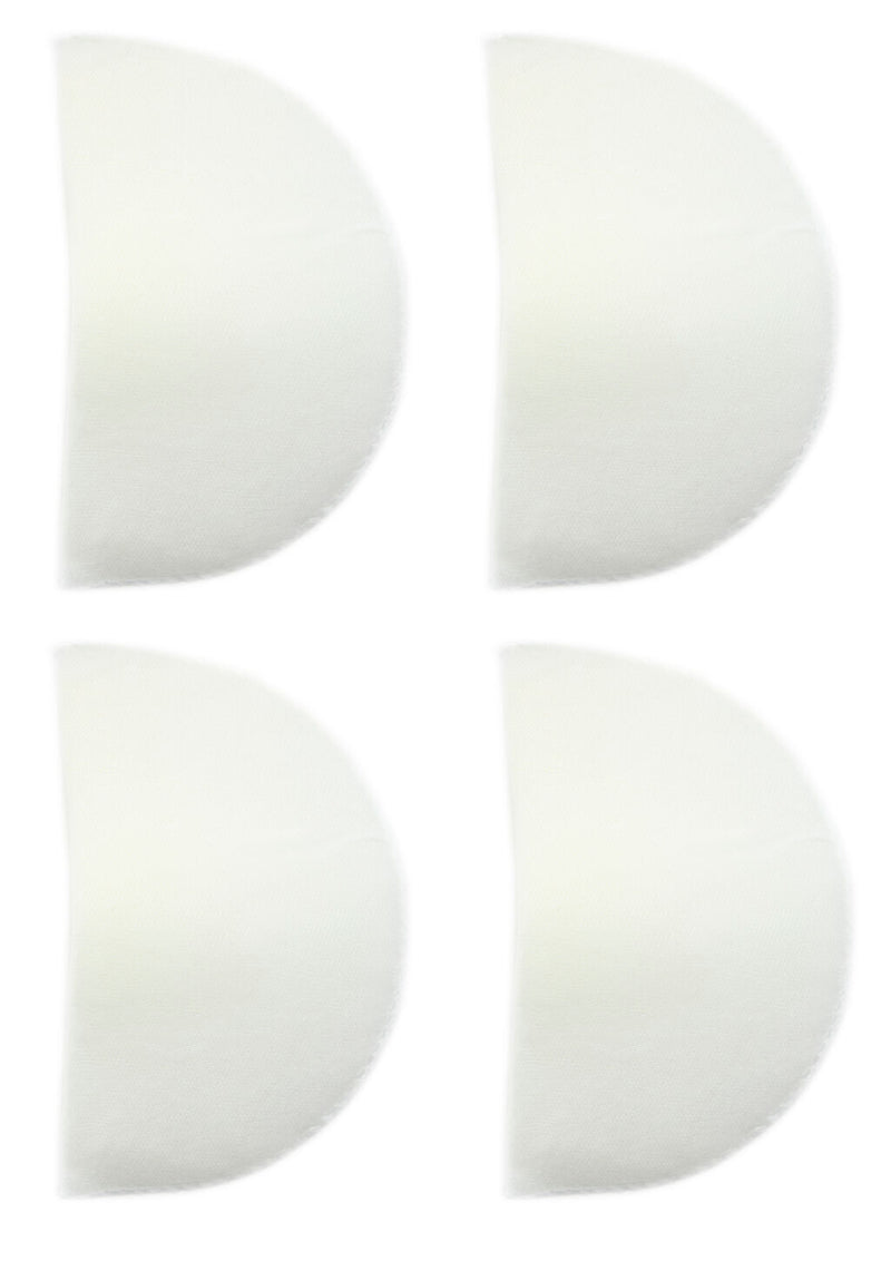 Two pairs of white children's shoulder pads displayed together.
