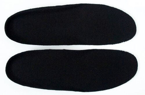Two pairs of black PU insoles for men displayed together.
