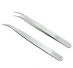 Two pieces of 5-inch stainless steel sewing machine tweezers.