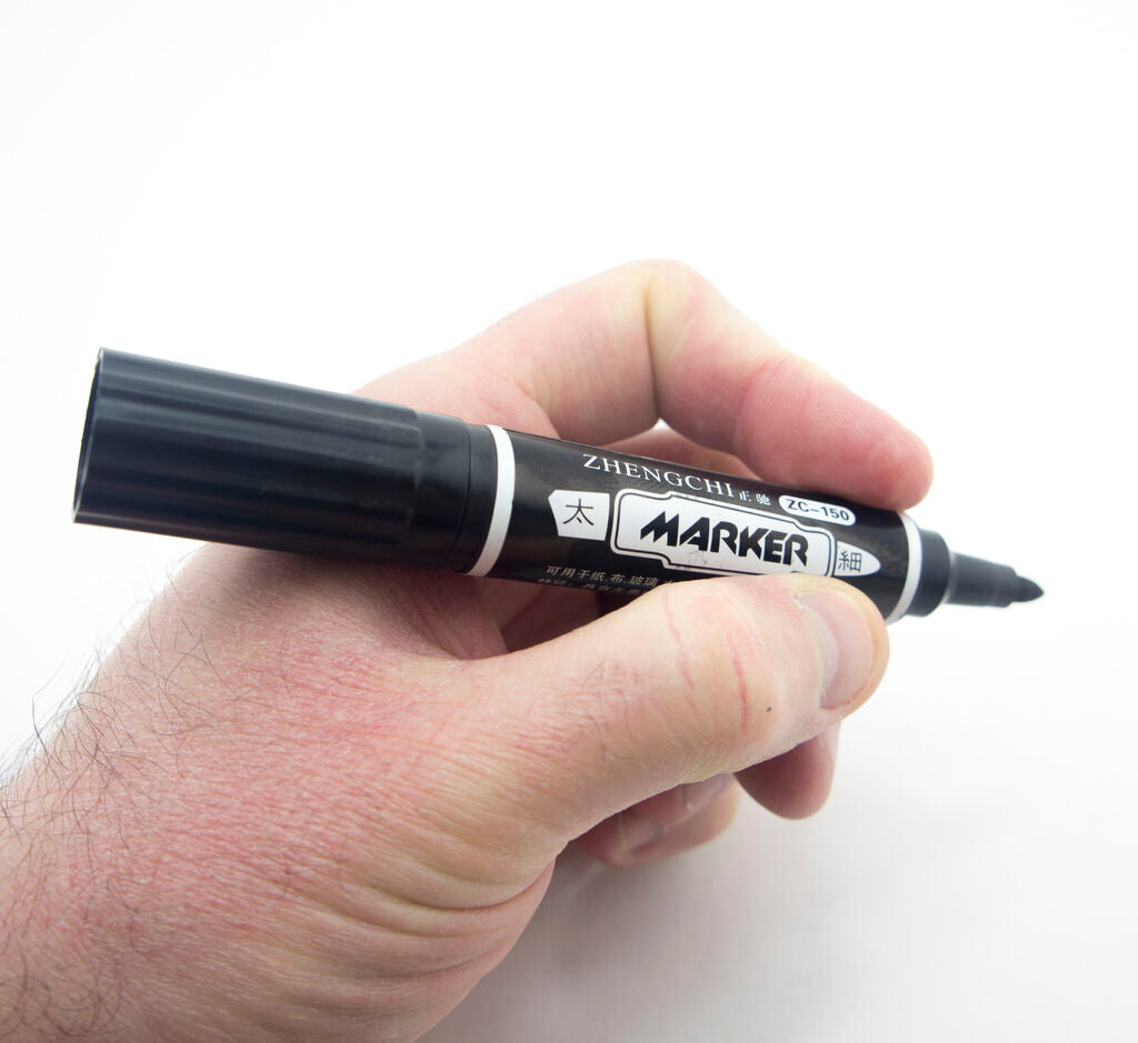 Permanent Marker, Double Side, Thick- Thin, Pack of 2, Black