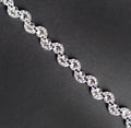 Close-up of Pretty Silver Moon Shape Trims on a white background
