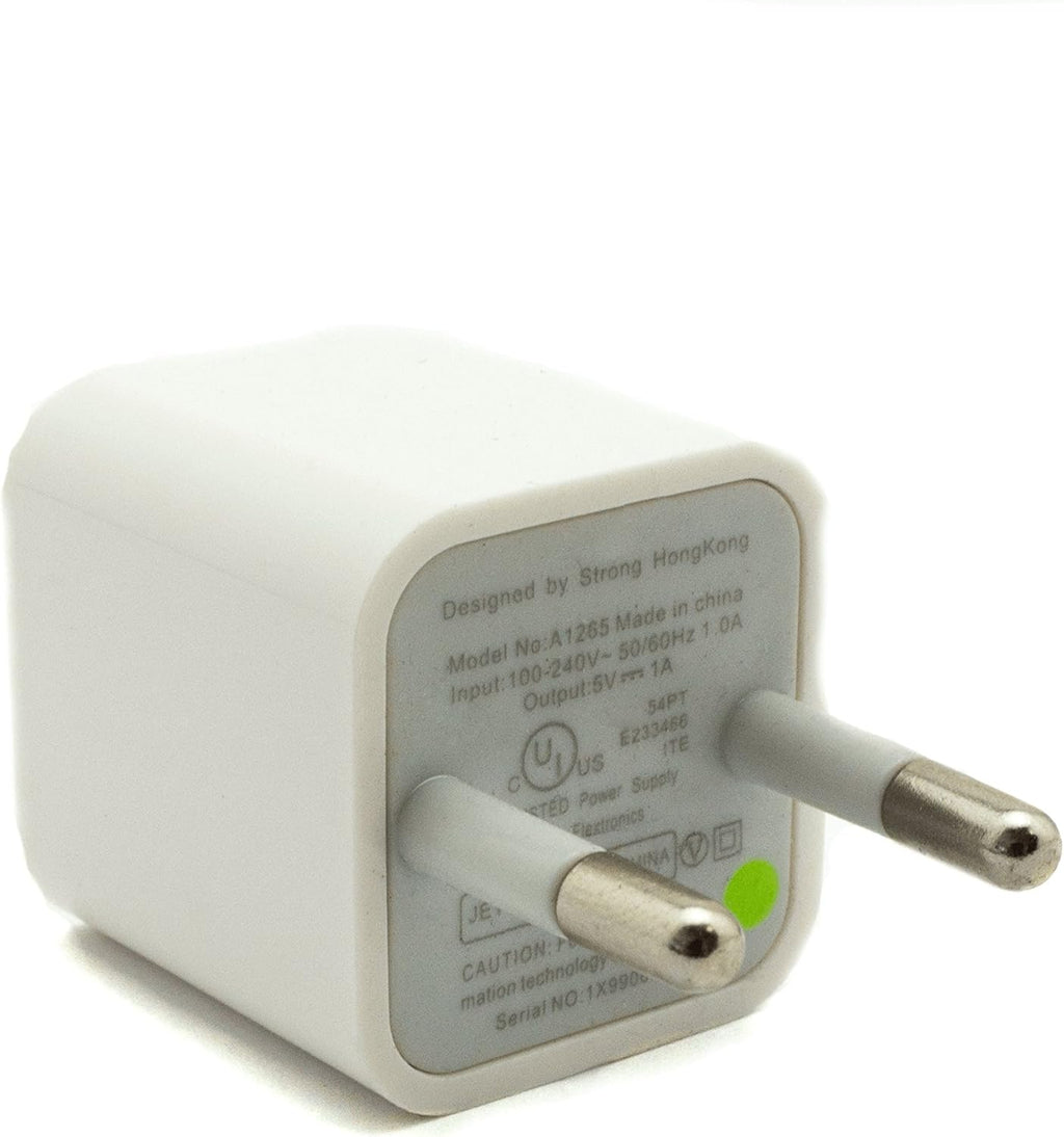 Adaptor in use, charging a device via the USB port.