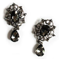 Two vintage brooches with elegant stones and black crystals