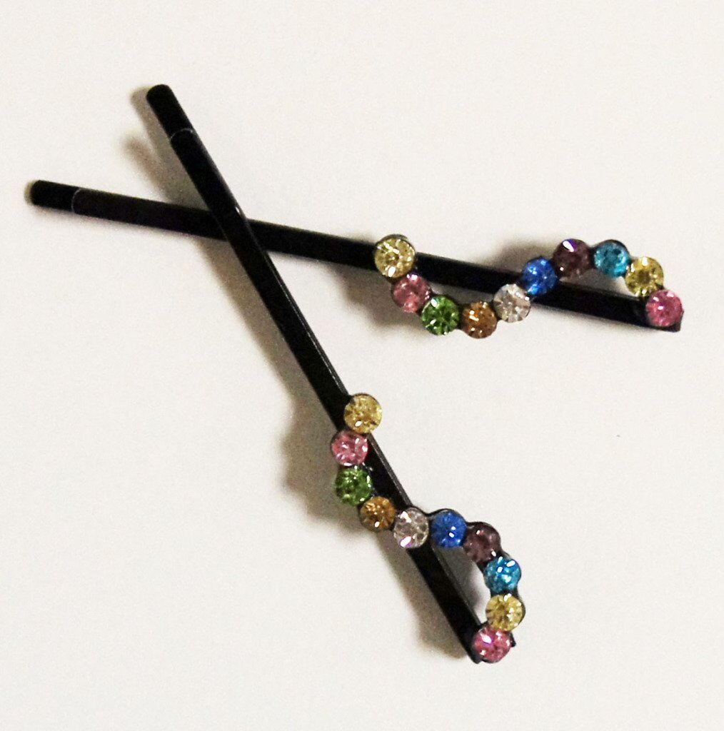 CHP Beautiful Shiny Diamante Crystal Assorted Designs and Colours Hair Pins for All Ages - Pack of 3