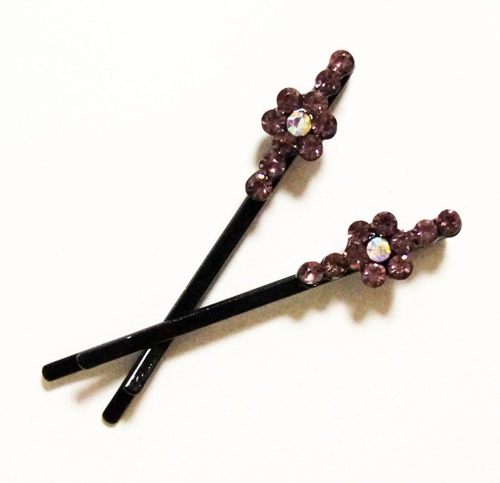 CHP Beautiful Shiny Diamante Crystal Assorted Designs and Colours Hair Pins for All Ages - Pack of 3