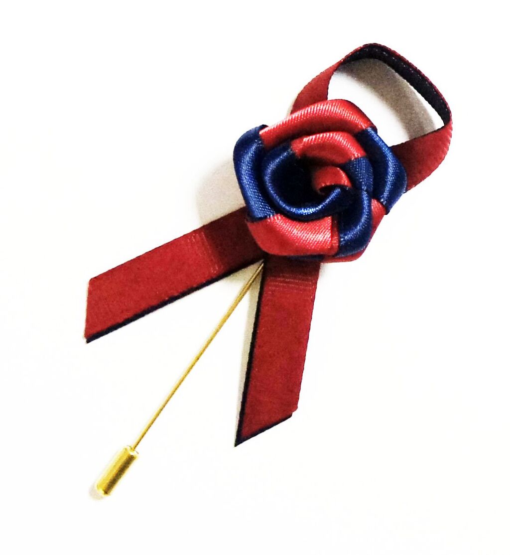 RBBP05 Unisex Navy and Red Flower Lapel Pin, Scarf, Hat, Collar Coat Stick Brooch Pin - Pack of 5