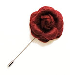 SRFP07 Women's Burgundy Flower Lapel Pin, Scarf Hat, Collar Coat Stick Brooch Pin - Pack of 5 (Silver Pin)