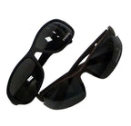 Two pairs of unisex sport sunglasses with dark tinted lenses.