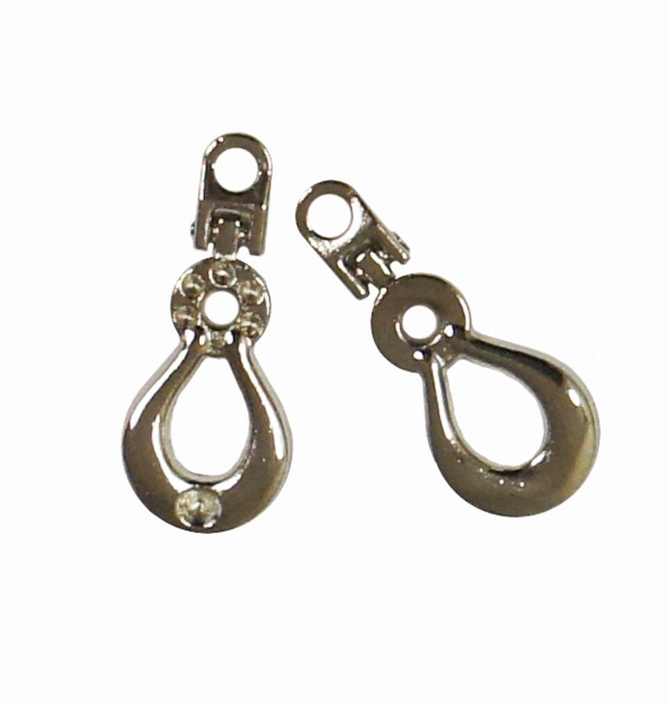 SILVER Zip Pulls, Tags, Fasteners with Eyelet - Pack of 10