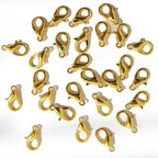 Pack of 40 gold 12mm lobster claw clasps for jewellery making.