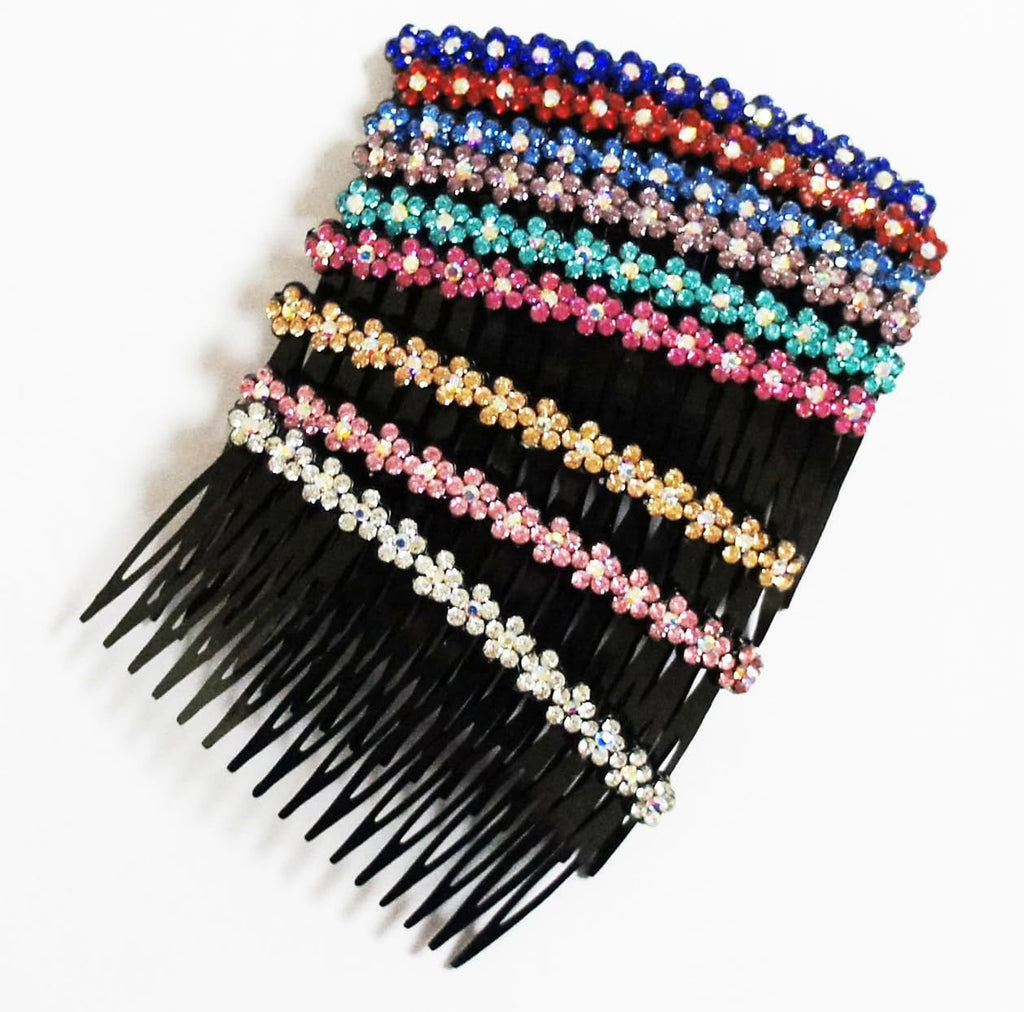 Pack of three stylish plastic hair slide combs in various colours