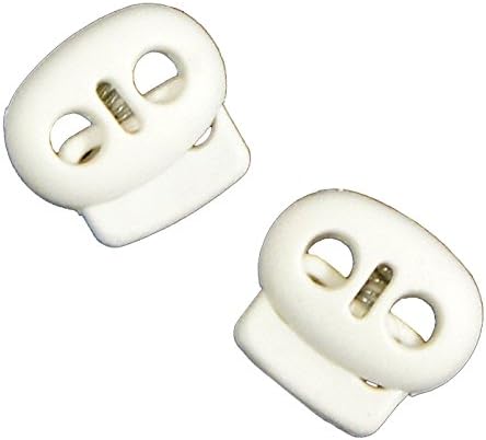 Bean Toggle 8012 WHITE 17mm Plastic Spring Single Hole Stop String Cord Locks - Assorted Sizes and Colours - Pack of 20
