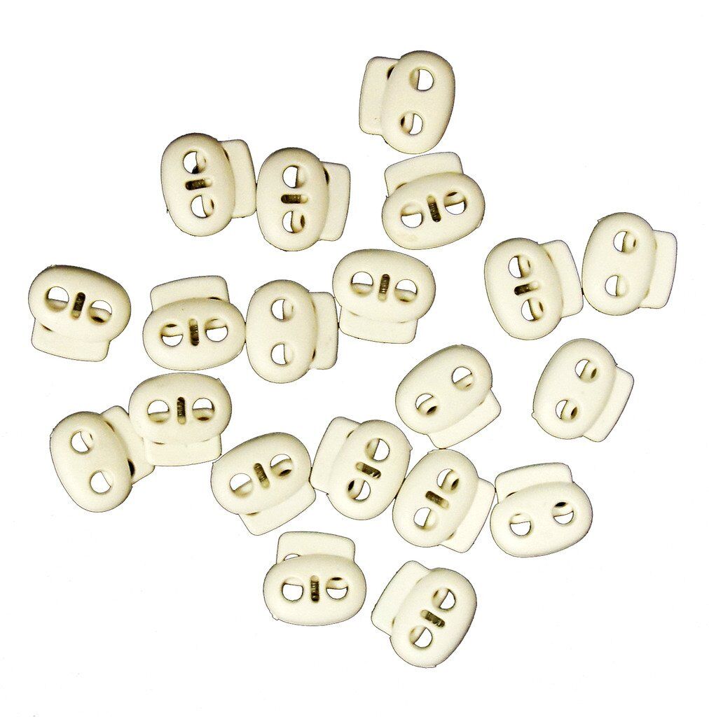 Pack of 20 white bean toggles for cord locking