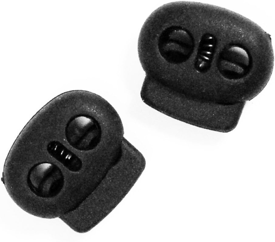 Bean Toggle 8012 BLACK 17mm Plastic Spring Single Hole Stop String Cord Locks - Assorted Sizes and Colours - Pack of 20