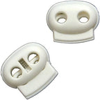 Bean Toggle 8002 WHITE 24mm Plastic Spring Single Hole Stop String Cord Locks - Assorted Sizes and Colours - Pack of 20