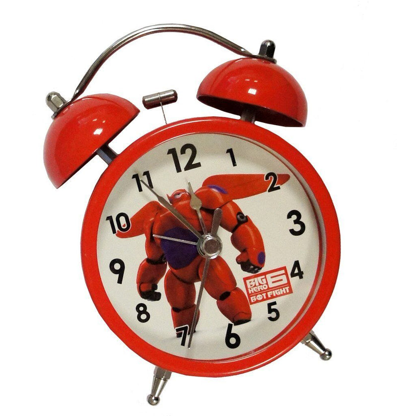 Big Hero Red metal twin bell alarm clock front view