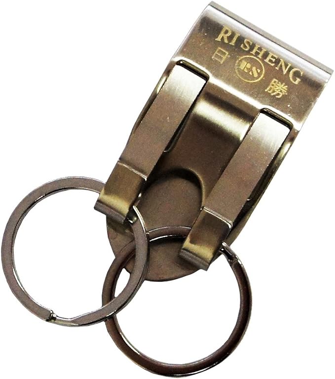 Close-up of the double metal hook design of the keyring.