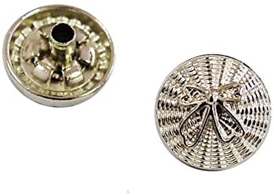 Close-up of a 12 mm decorative silver bow press stud