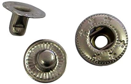 Display of 12 mm decorative press studs in various angles