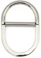 Close-up of a silver D-ring buckle showing polished finish