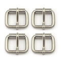 Pack of 4 silver metal single lock belt buckles, 2.5cm size.