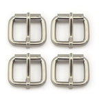 Pack of 4 silver metal single lock belt buckles, 2.5cm size.
