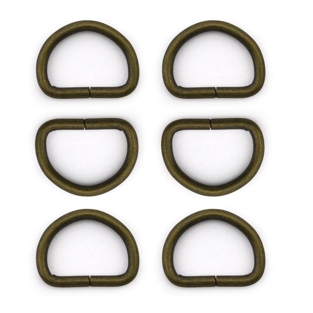 Pack of 10 antique gold D-Rings for crafting and repairs.