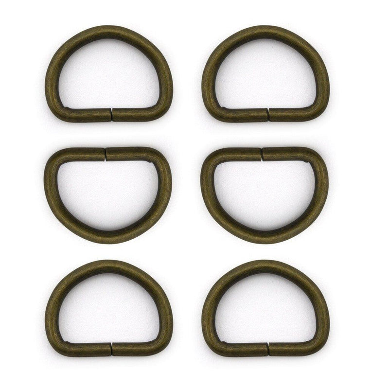 Pack of 10 antique gold D-Rings for crafting and repairs.