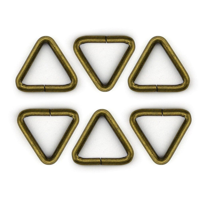 Pack of 6 triangular vintage gold metal buckles