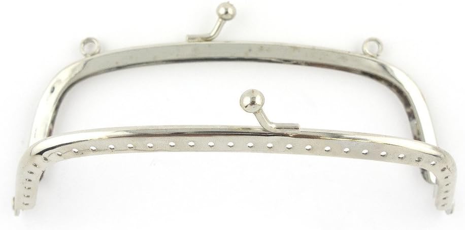 Side view of the silver square purse frame for bag making.