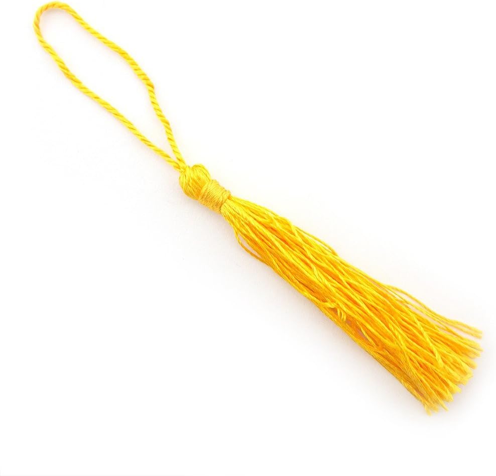 Silky Tassels Yellow 12cm Long For Craft Embellishments, Purses, Bags, Keyrings etc. Pack of 10