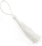 Silky Tassels White 12cm Long For Craft Embellishments, Purses, Bags, Keyrings etc. Pack of 10