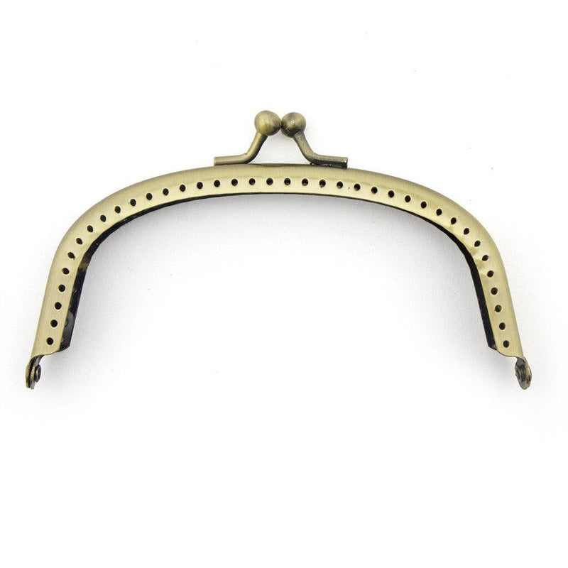 Gold colour rounded square purse frame with kiss clasp.