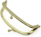 Close-up of the ball kiss clasp lock on the purse frame.