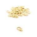 Pack of small gold colour lobster clasps for jewellery making.