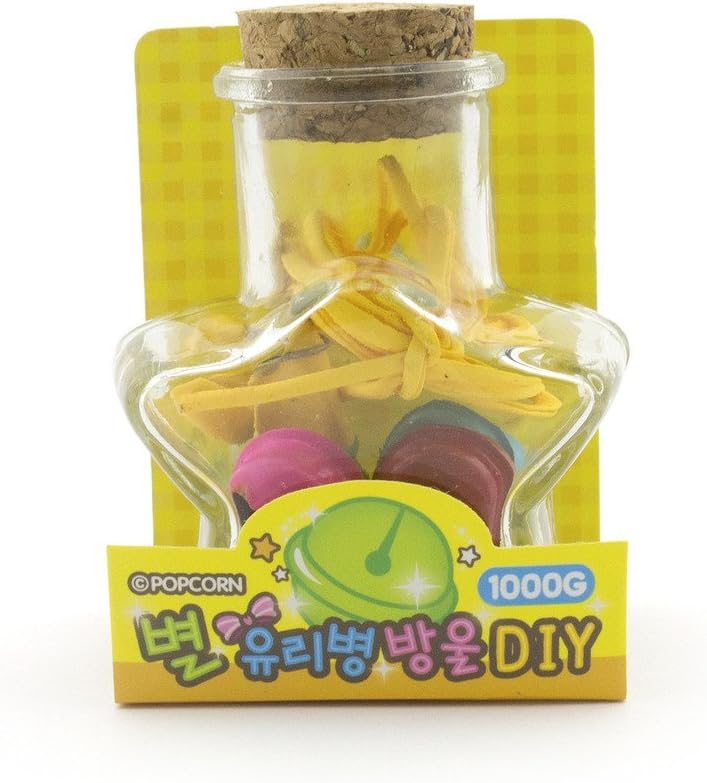 DIY Accessories Yellow String Colourful Jingle Bells in Star Shaped Glass Bottle